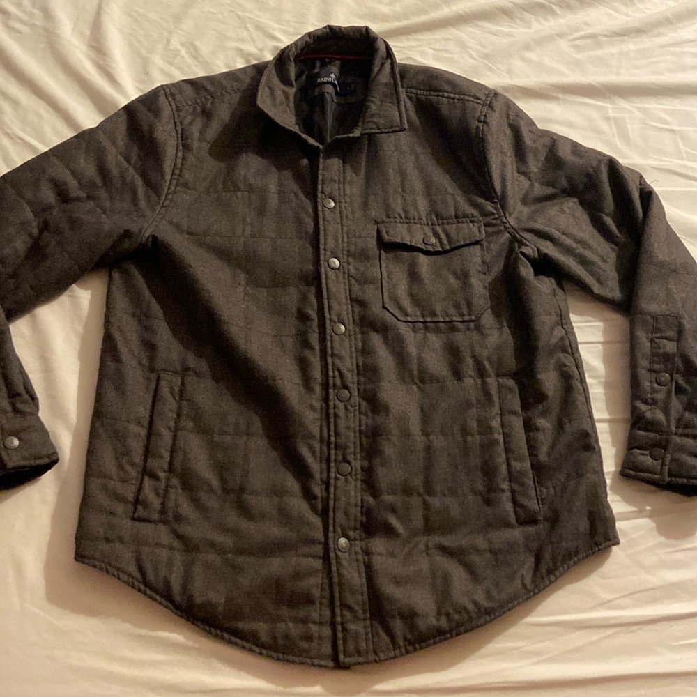 Rainforest Quilted Jersey Button Down Shirt-Jacket Gray Size Large
